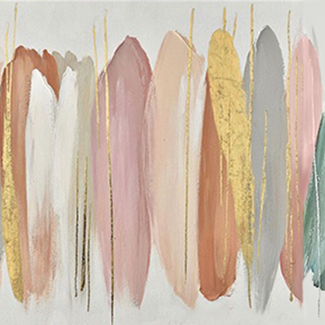 Pastel Feather Brushstrokes Blush Pink Green Gold Minimal Poster - Image 4