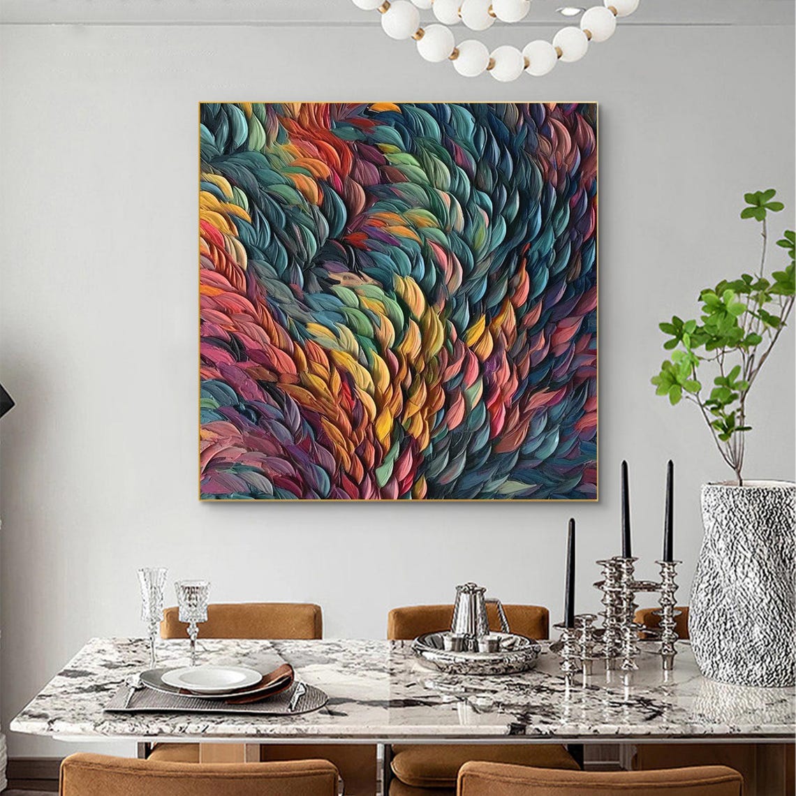 Swirling Rainbow Feather Strokes in Thick Impasto Motion Poster - Image 6