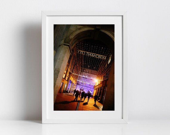 Merchant City Glasgow Arcade Night Lights Photography Poster