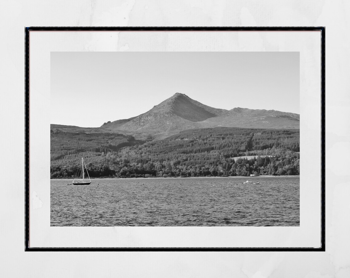 Goatfell Isle Of Arran Scotland Black And White Mountain Poster