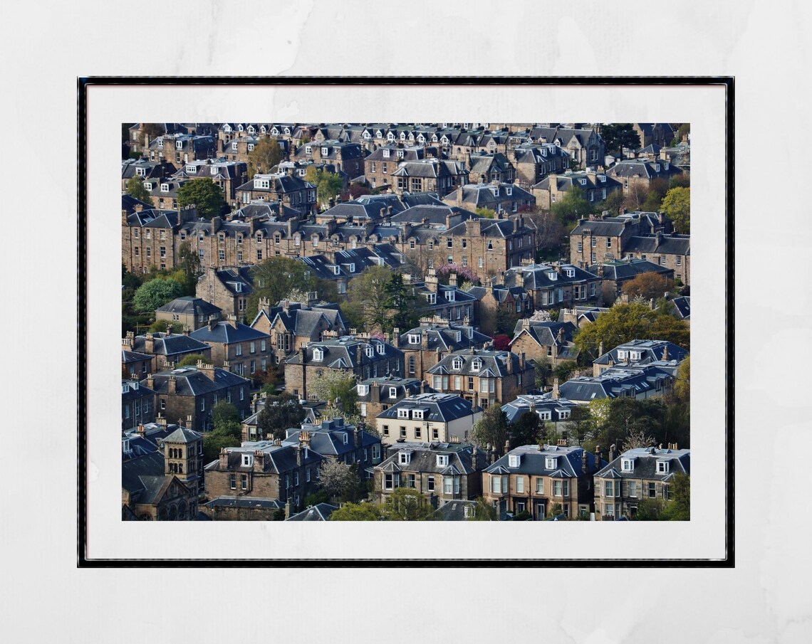 Edinburgh Rooftops Aerial Photography Historic Stone Tenements Poster