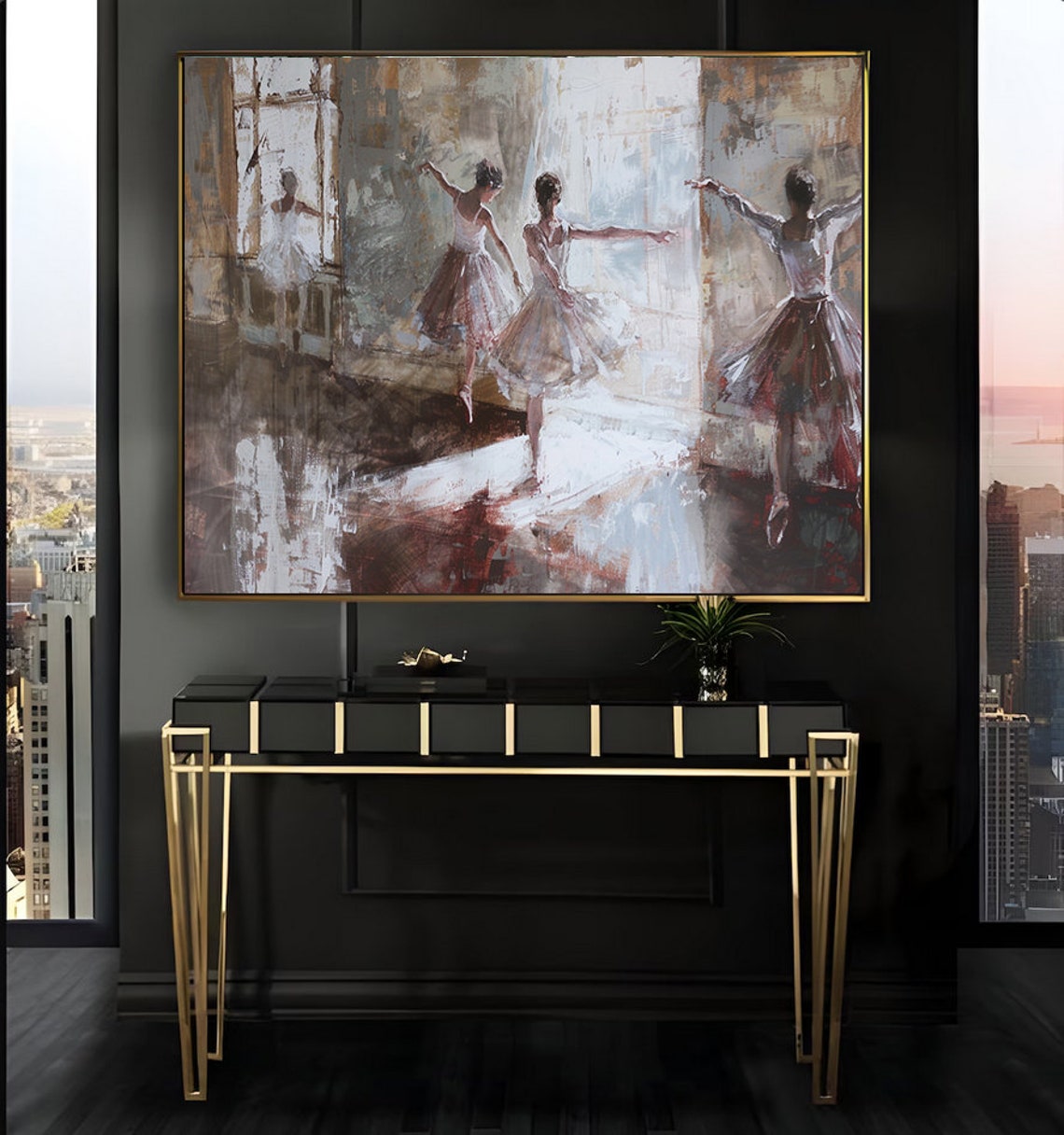 Ballerinas Practicing by Bright Studio Windows Oil Art Poster - Image 2