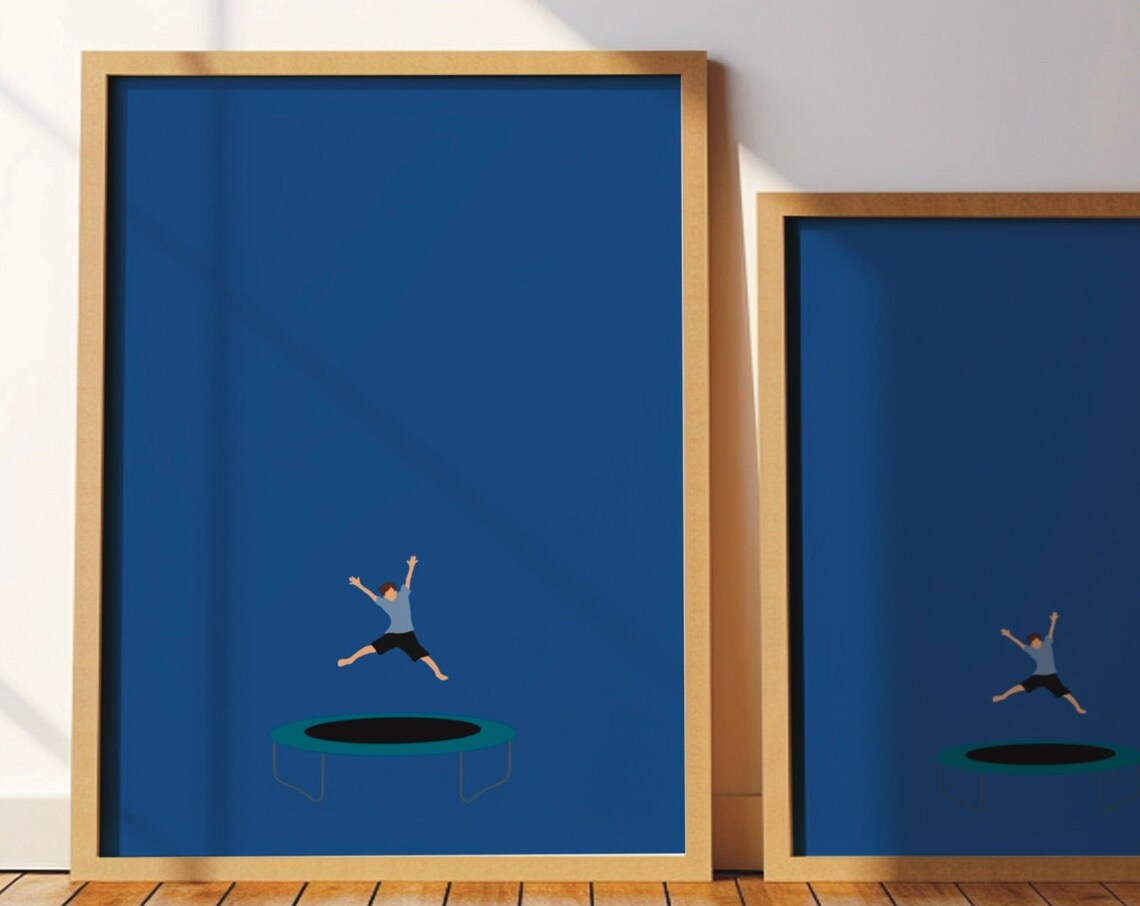 Trampoline Bounce Springer Sports Friends Art Print - Image 5