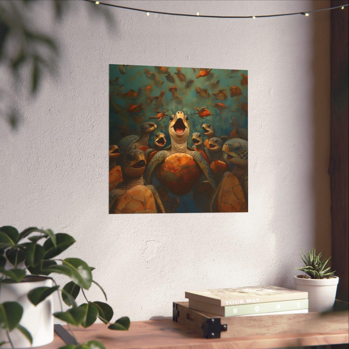 Singing Sea Turtles Underwater Choir Joyful Ocean Wildlife Art Poster - Image 3
