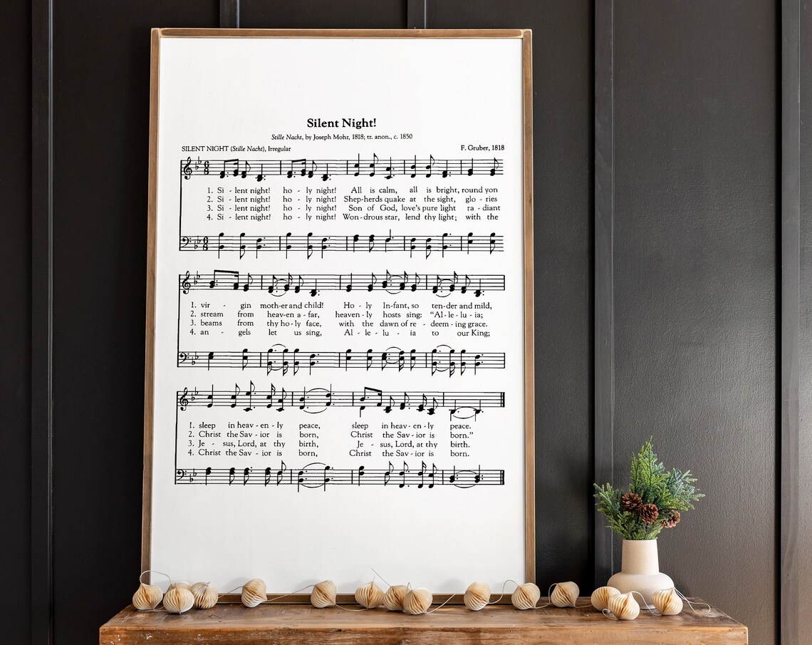 Silent Night Hymn Sheet Music Christmas Wall Art Print