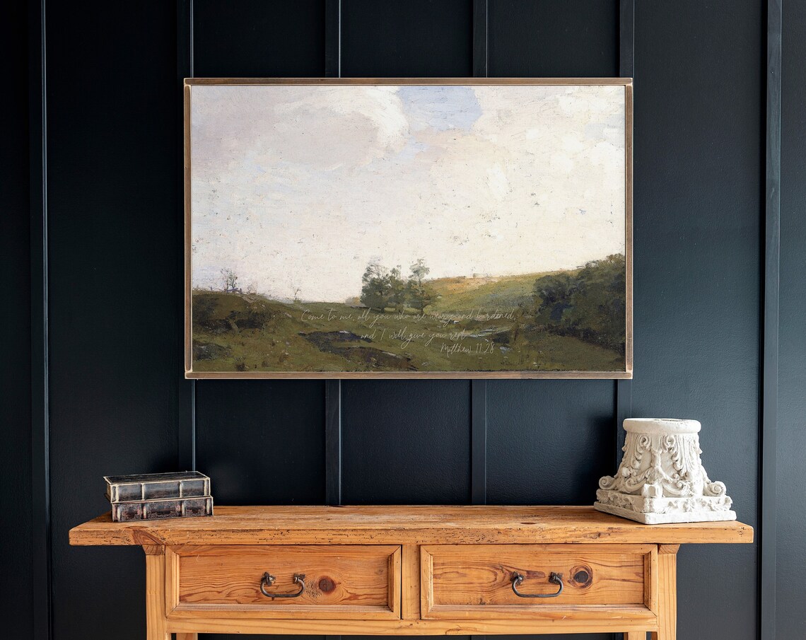 Vintage Landscape With Scripture, Matthew Art Print