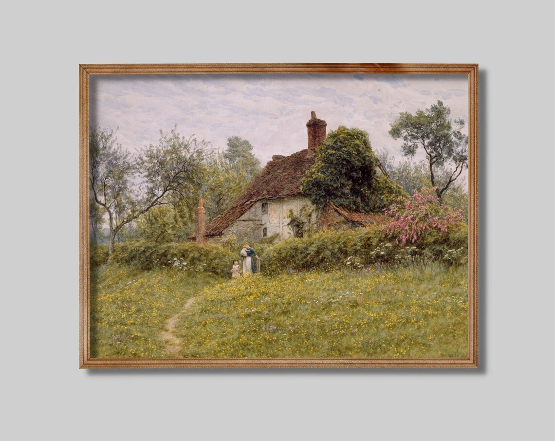 Vintage Landscape Oil Painting, Farmhouse Decor Print - Image 2