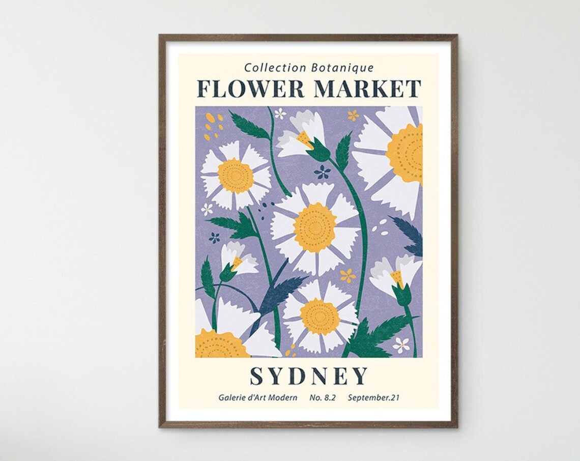 Sydney Flower Market Vintage Daisy Botanical Floral Art Poster - Image 5