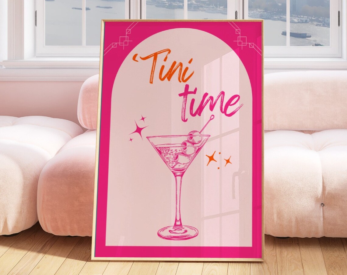Martini Print, Trendy Cocktail Bar Cart Art