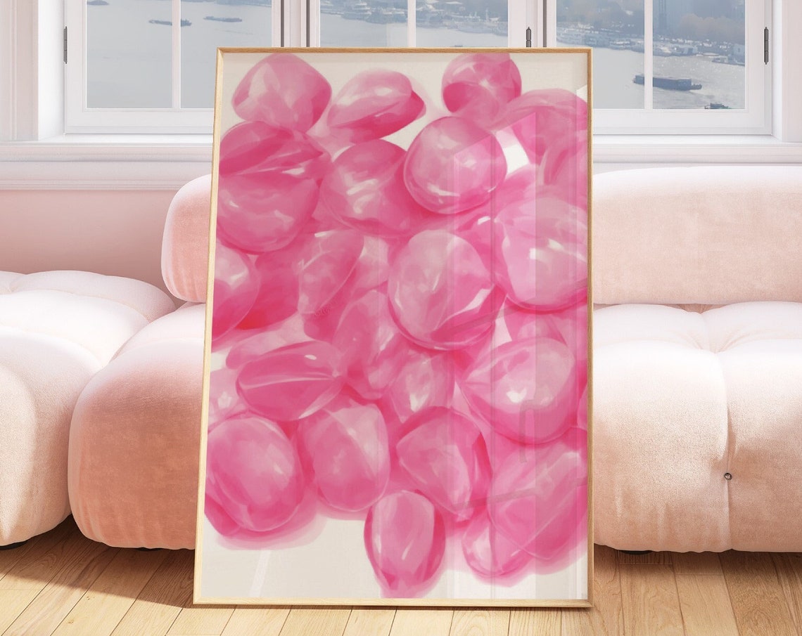 Pink Gummy Candy Retro Poster Sweet Preppy Dopamine Aesthetic Decor