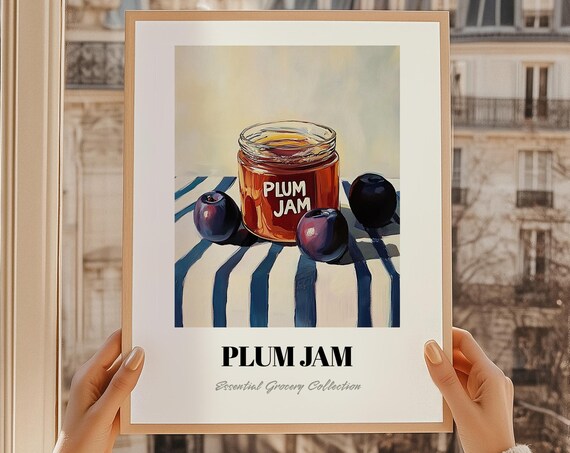 Plum Jam Jar Painting Essential Grocery Collection Kitchen Poster