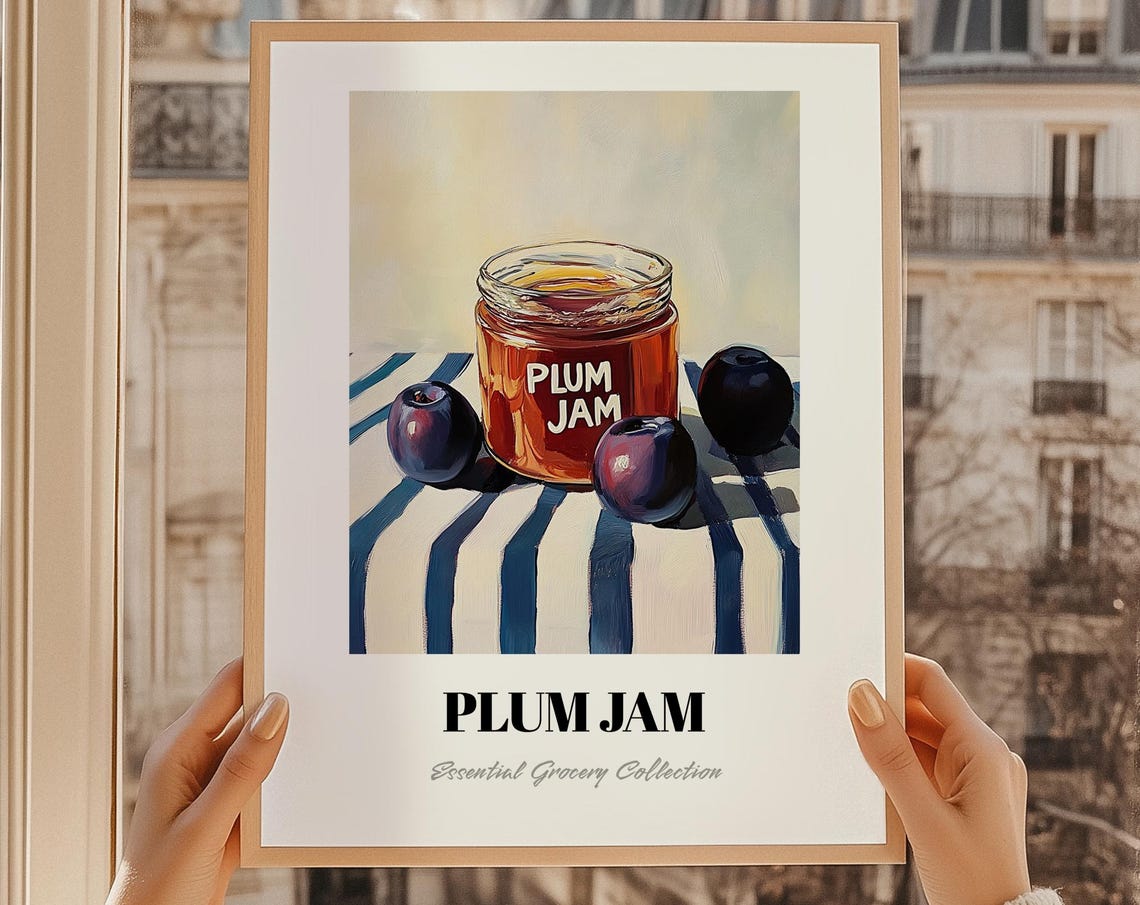 Plum Jam Jar Painting Essential Grocery Collection Kitchen Poster