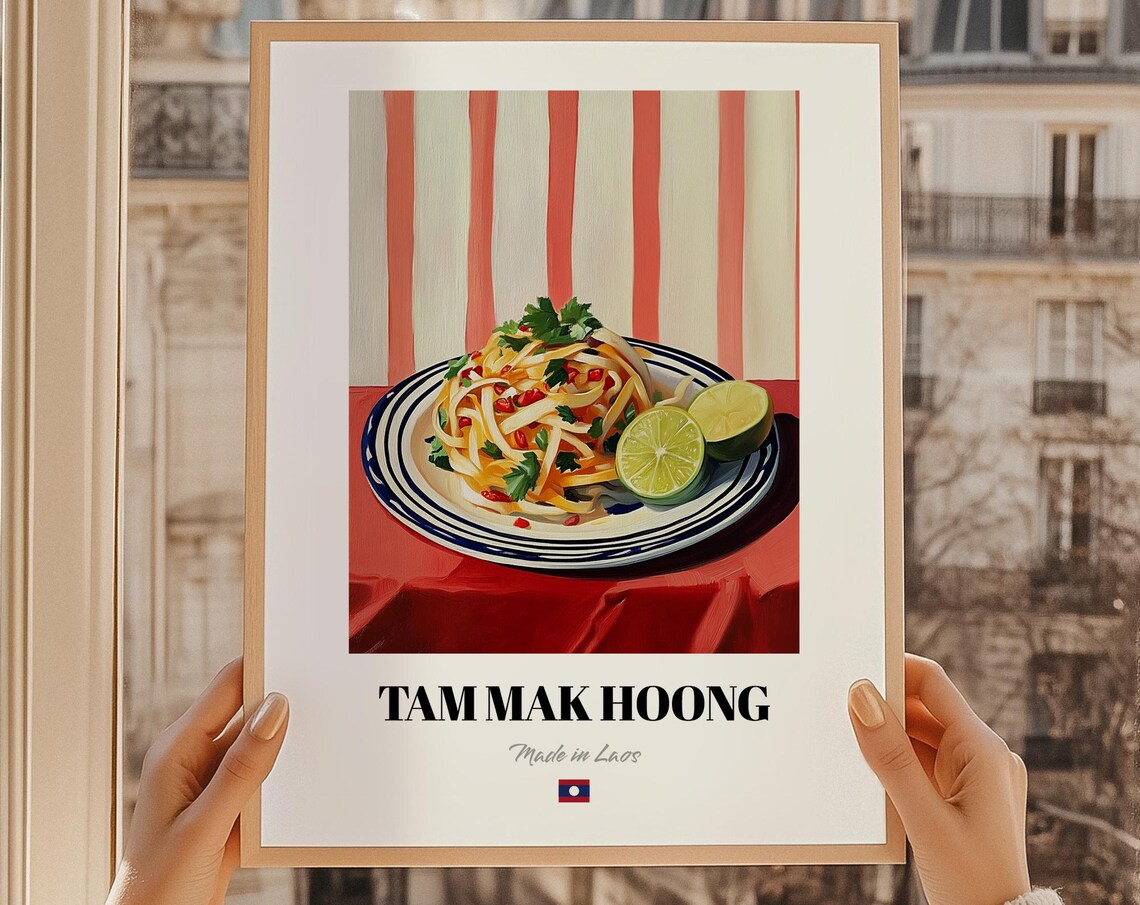 Tam Mak Hoong Laotian Papaya Salad Cuisine Food Art Kitchen Poster