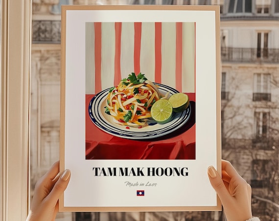 Tam Mak Hoong Laotian Papaya Salad Cuisine Food Art Kitchen Poster