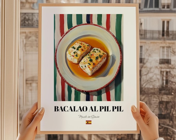Bacalao al Pil Pil Spanish Salt Cod Basque Art Kitchen Poster