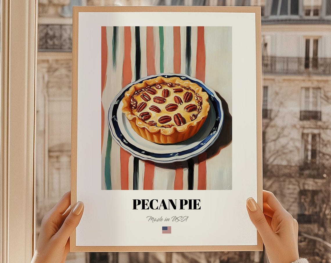 Pecan Pie American Classic Dessert Painting Kitchen Art Poster