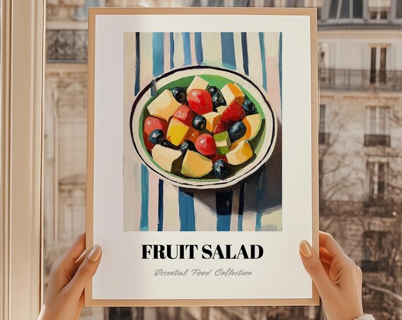 Fruit Salad Fresh Berries and Melon Still Life Food Art Poster
