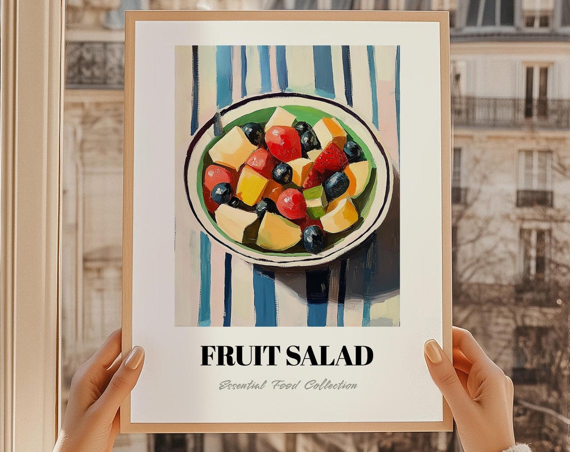 Fruit Salad Fresh Berries and Melon Still Life Food Art Poster