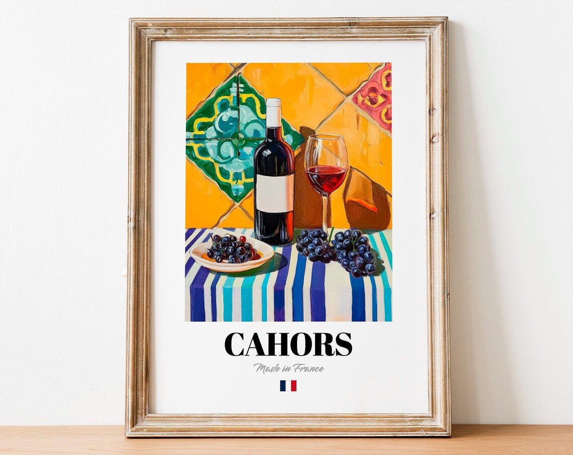 Cahors Wine Wall Art Print Poster Vintage French Red For Kitchens