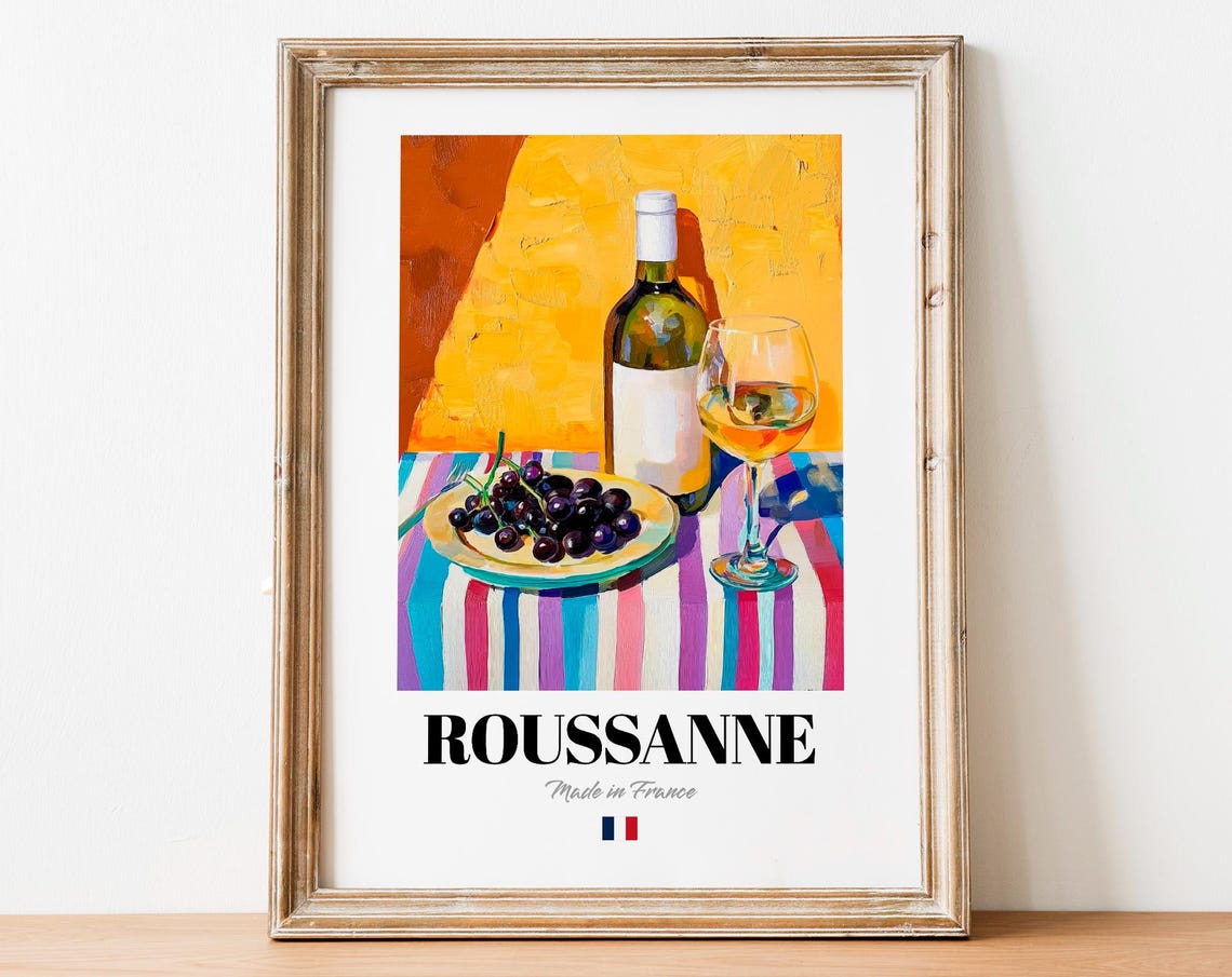 Roussanne French White Wine Still Life Kitchen Dining Poster