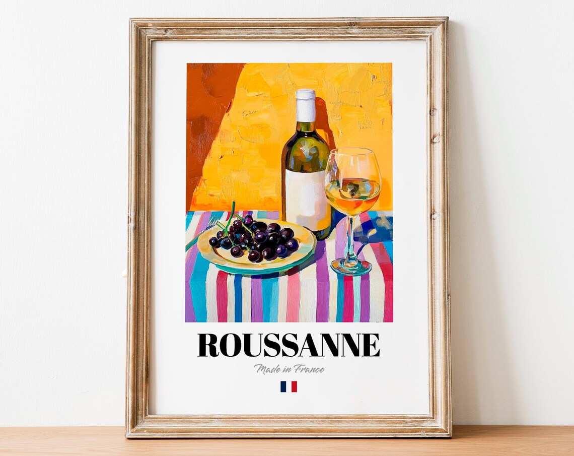 Roussanne Wine Poster Print Mediterranean French White Art For Homes