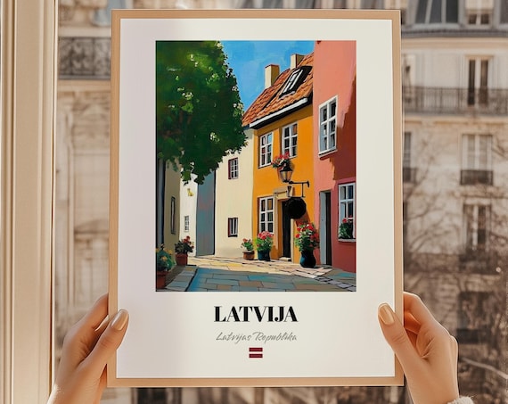Latvija Latvijas Republika Latvia Wall Art Oil Painting Reproduction Print Poster Friend Gift Bathroom