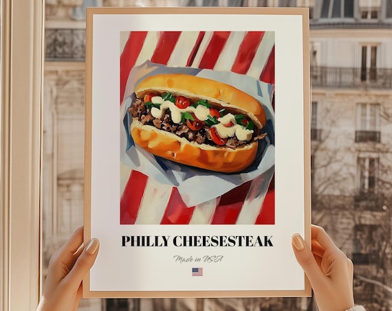 Philly Cheesesteak Hoagie Pepper Melt Made In USA Kitchen Poster