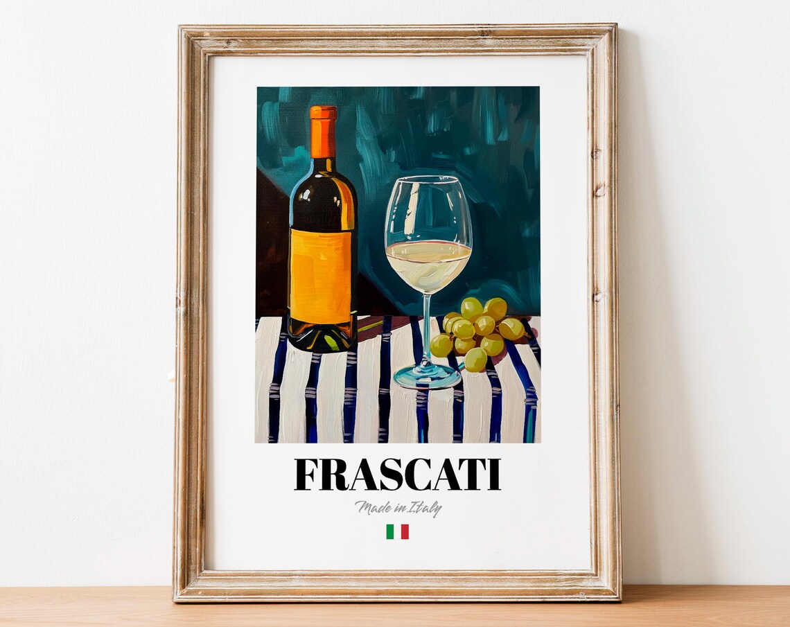 Italian Frascati Art Print Poster Vineyard Artwork For Bars And Restaurants
