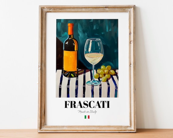 Italian Frascati Art Print Poster Vineyard Artwork For Bars And Restaurants