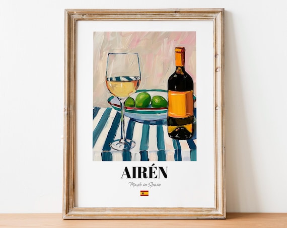 Spanish Airn Art Print Poster Vineyard Artwork For Cafs And Restaurants