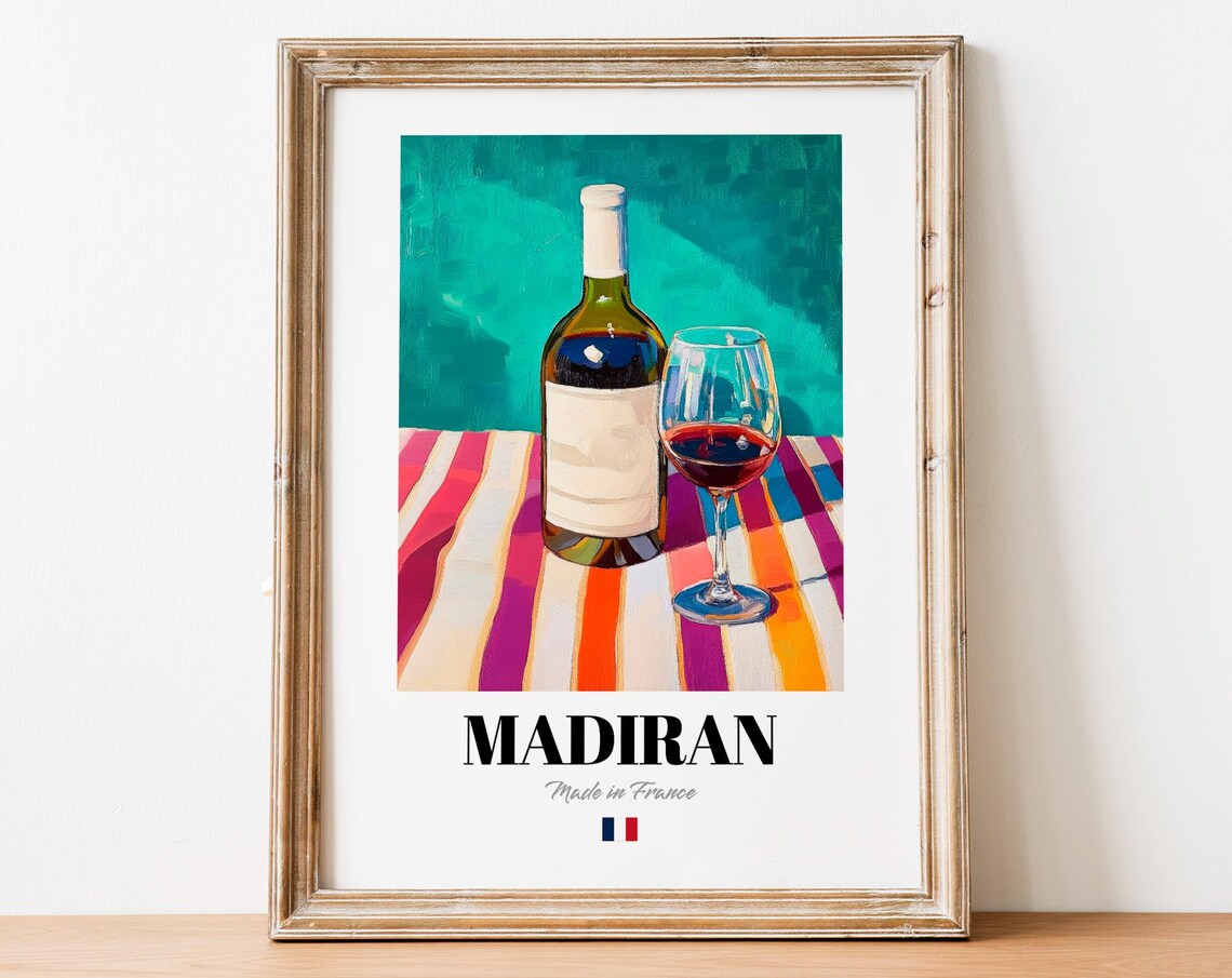 Madiran Wine Wall Art Print Poster Bold Southwest French Red For Kitchens