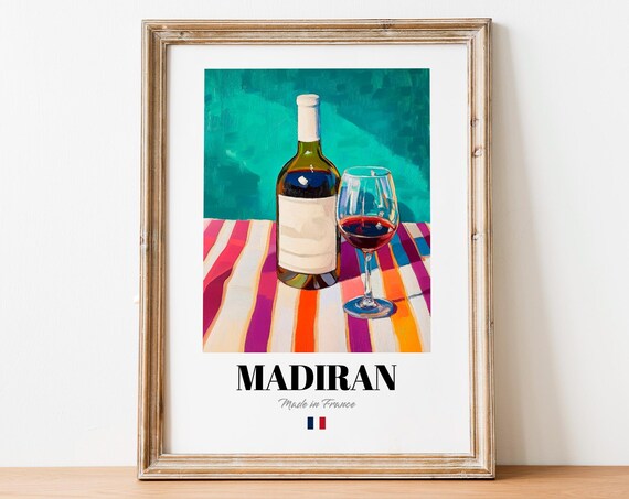 Madiran Wine Wall Art Print Poster Bold Southwest French Red For Kitchens