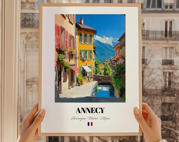 Annecy Auvergnerhnealpes France Wall Art Print Of An Oil Painting Reproduction Friend Gift Bedroom
