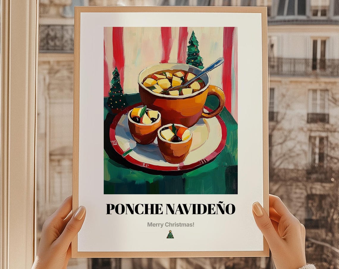 Ponche Navideo Print Poster Christmas Drink Wall Art Gift Mexican