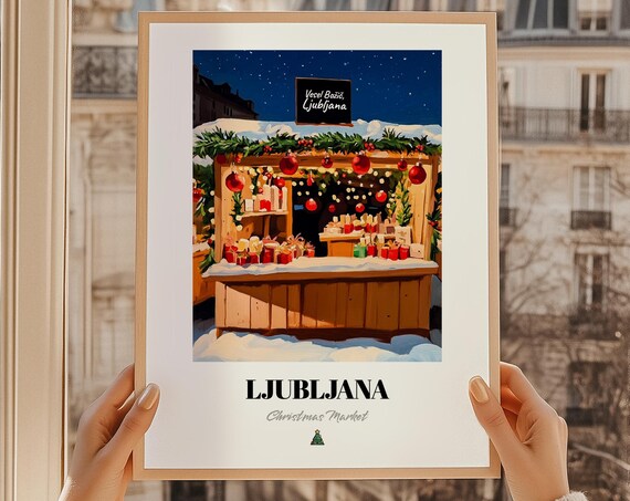 Ljubljana Slovenia Christmas Market Wall Dcor Print Poster Boino Darilo Vesel Boi