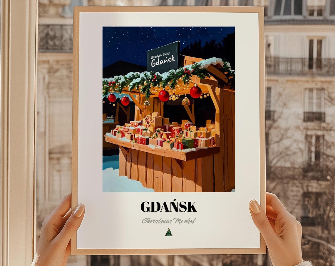 Gdask Poland Christmas Market Wall Dcor Print Poster Prezent Witeczny Wesoych Wit