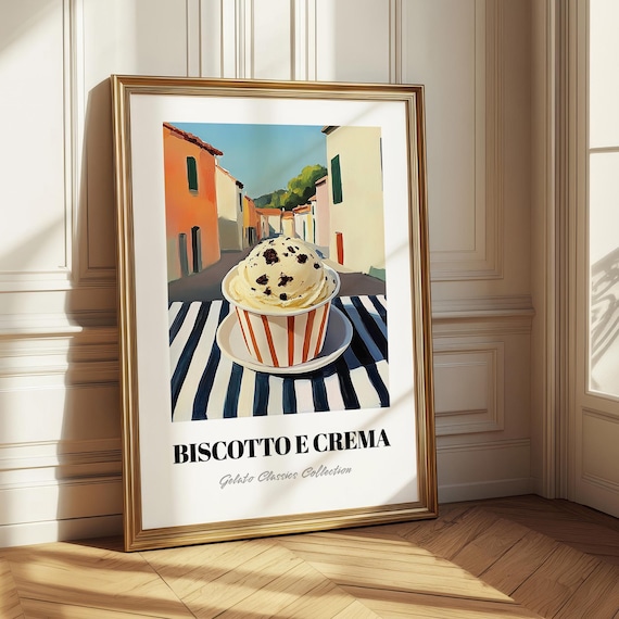 Biscotto e Crema Gelato Cup Italian Street Scene Dessert Poster