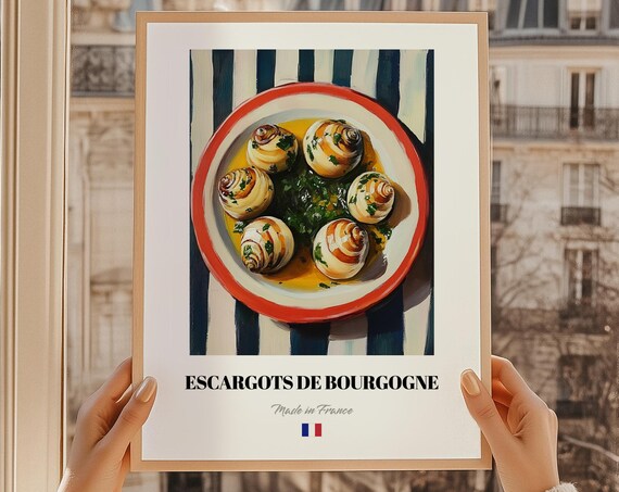 Escargots De Bourgogne French Food Poster Restaurant Ware Cuisine Meal Sticker Wedding Kitchen