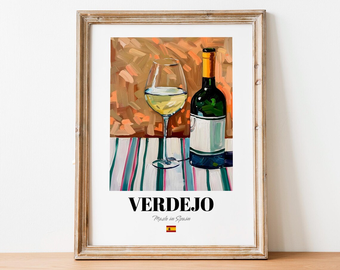Verdejo Wine Art Print, Kitchen Wall Decor