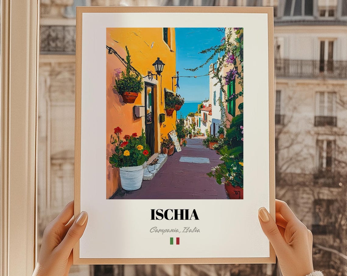 Ischia Campania Italy Seaside Street Painting Reproduction Poster