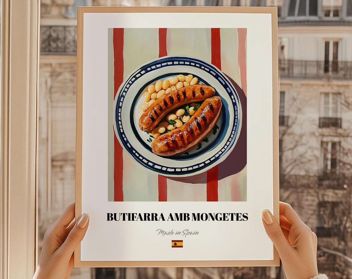 Butifarra Amb Mongetes Spanish Food Print Restaurant Art Wedding Menu Buffet Kitchen Poster