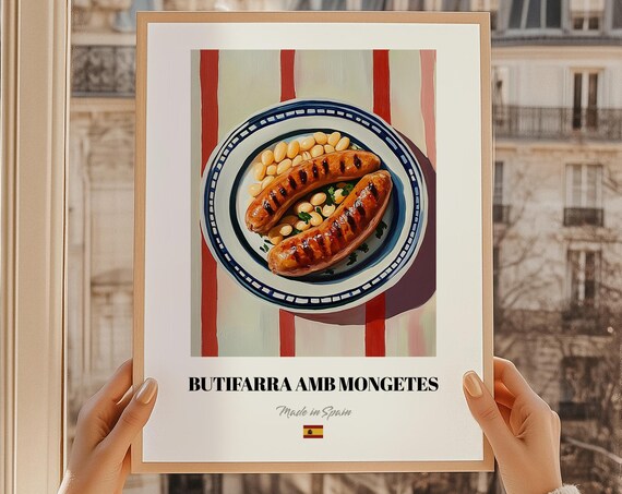 Butifarra Amb Mongetes Spanish Food Print Restaurant Art Wedding Menu Buffet Kitchen Poster