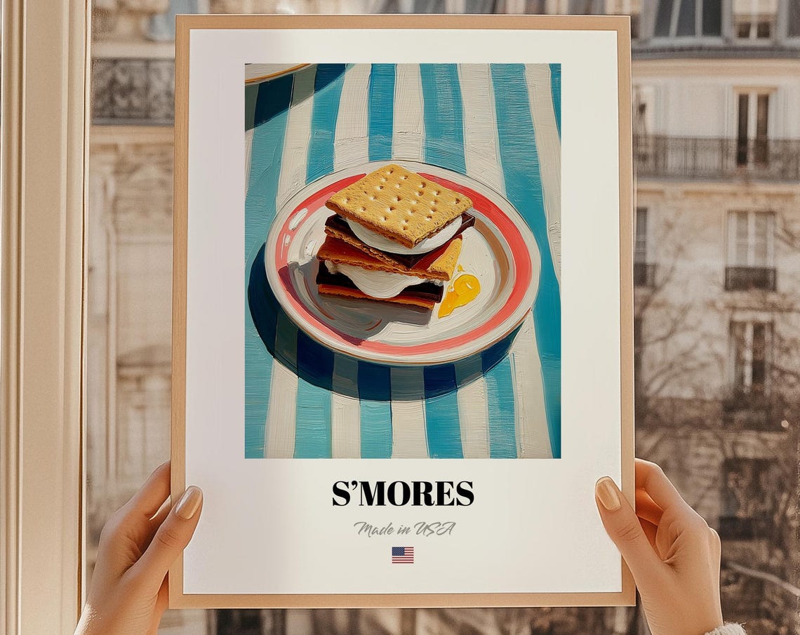 S'Mores Campfire Dessert American Sweet Treat Kitchen Wall Poster