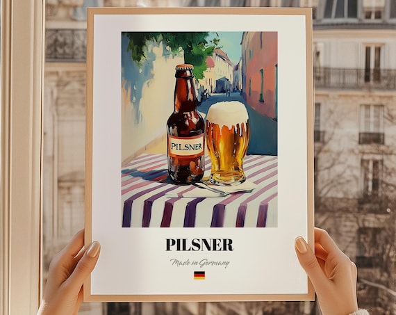 Pilsner German Beer Poster Bar Dcor Wall Art Friend Gift Dining Room
