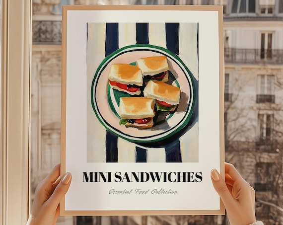Mini Sandwiches Essential Food Collection Poster Retro Kitchen Picnic Artwork