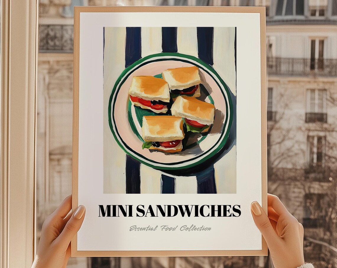 Mini Sandwiches Essential Food Collection Poster Retro Kitchen Picnic Artwork