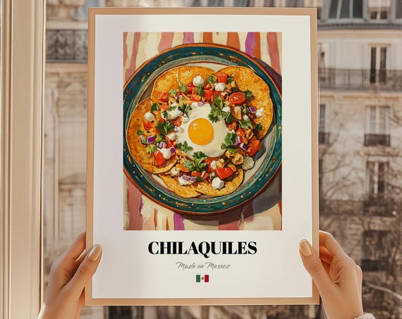 Chilaquiles Wall Art Mexican Food Illustration Painting Cuisine Poster