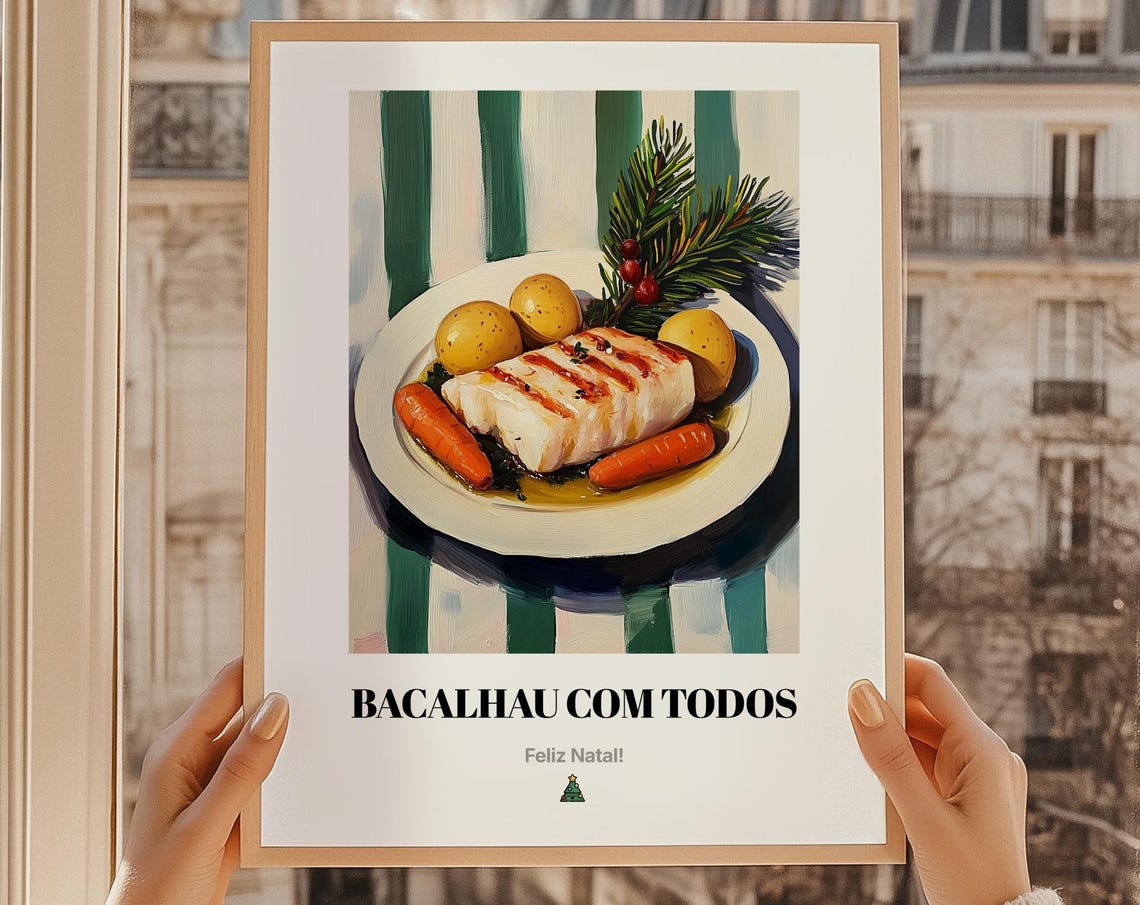 Bacalhau Com Todos Portuguese Christmas Cod Dinner Art Poster