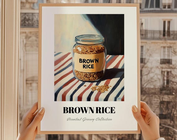 Brown Rice Grocery Painting Pantry Labels Print Cooking Gift Restaurant Wall Decor Kitchen Art