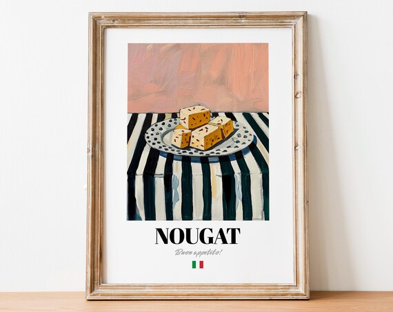 Italian Nougat Poster Nutty Treat Art For Dessert And Candy Lovers